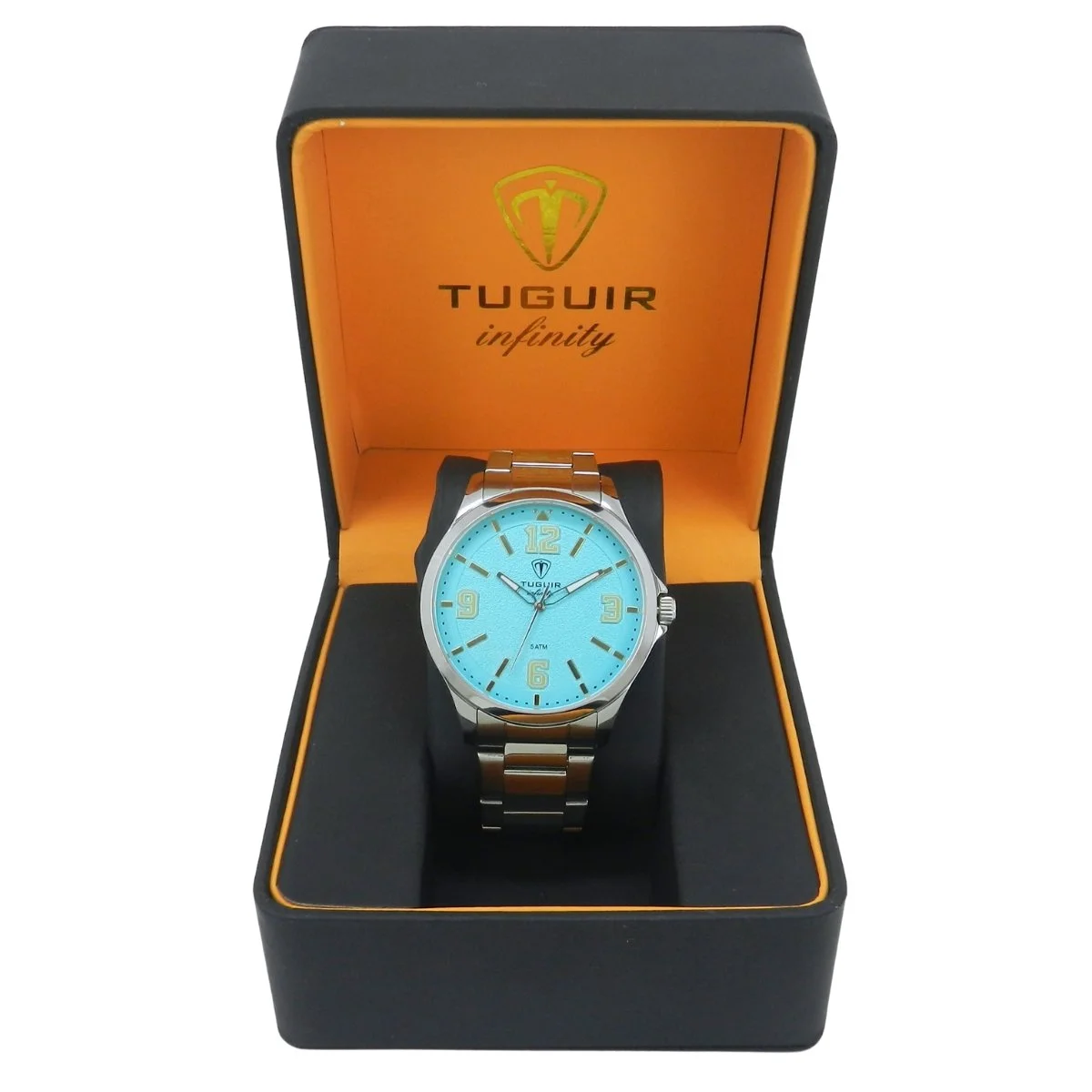 Relógio Masculino de Aço Tuguir Analógico Infinity TGI37238 Prata e Ciano Prata 2