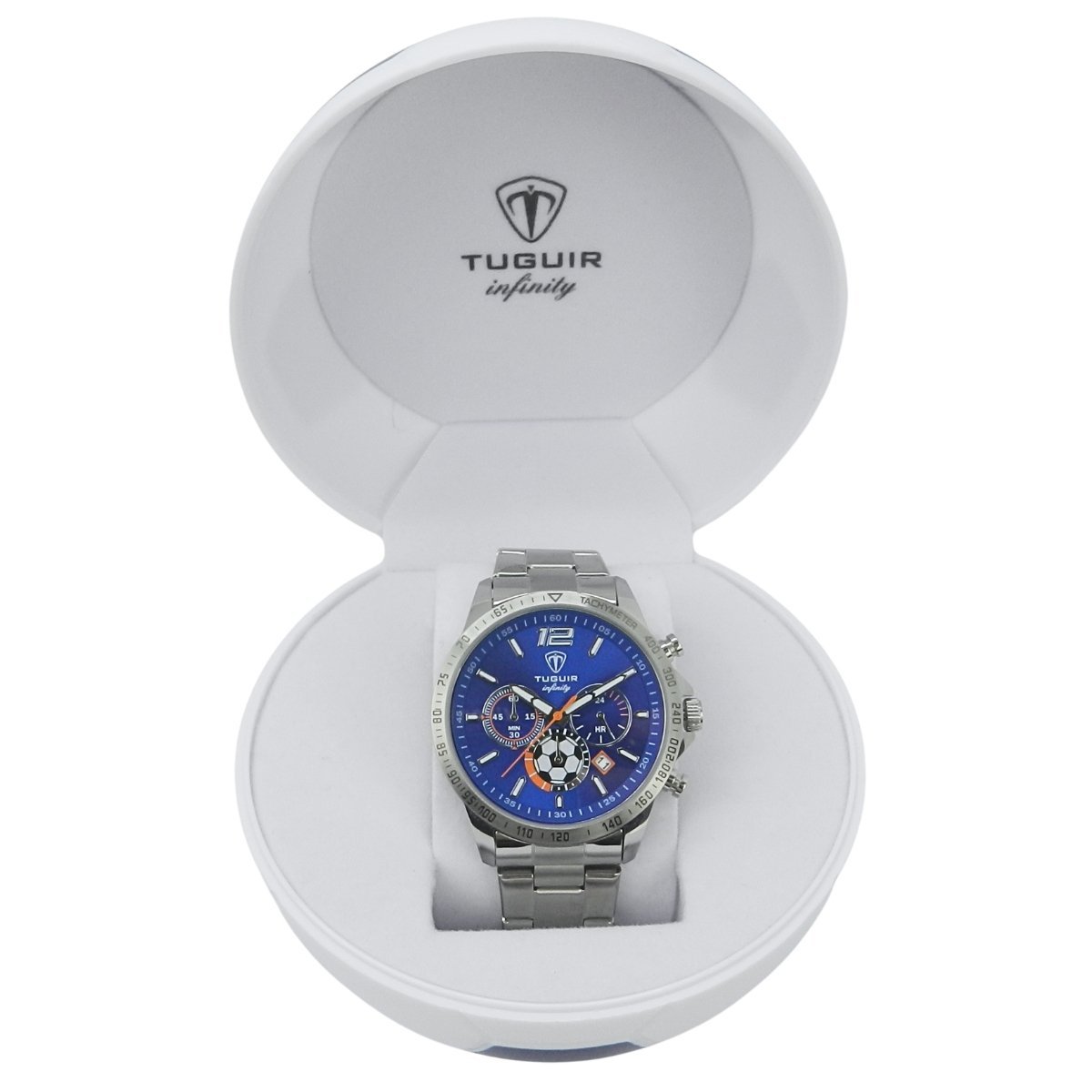 Relógio Masculino de Aço Tuguir Analógico Infinity TGI37243 Prata e Azul Prata 2