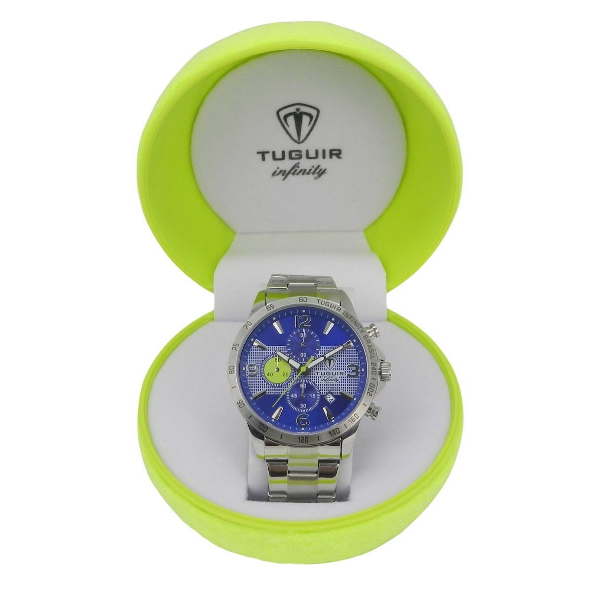 Relógio Masculino de Aço Tuguir Analógico Infinity TGI37245 Prata e Azul Prata 2