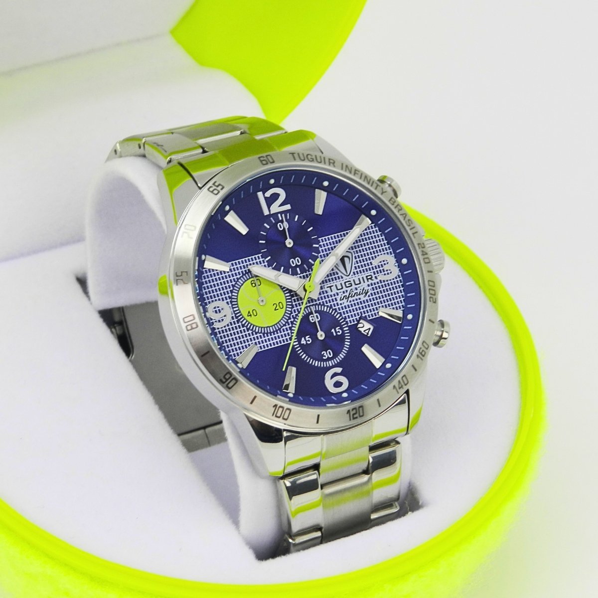 Relógio Masculino de Aço Tuguir Analógico Infinity TGI37245 Prata e Azul Prata 3