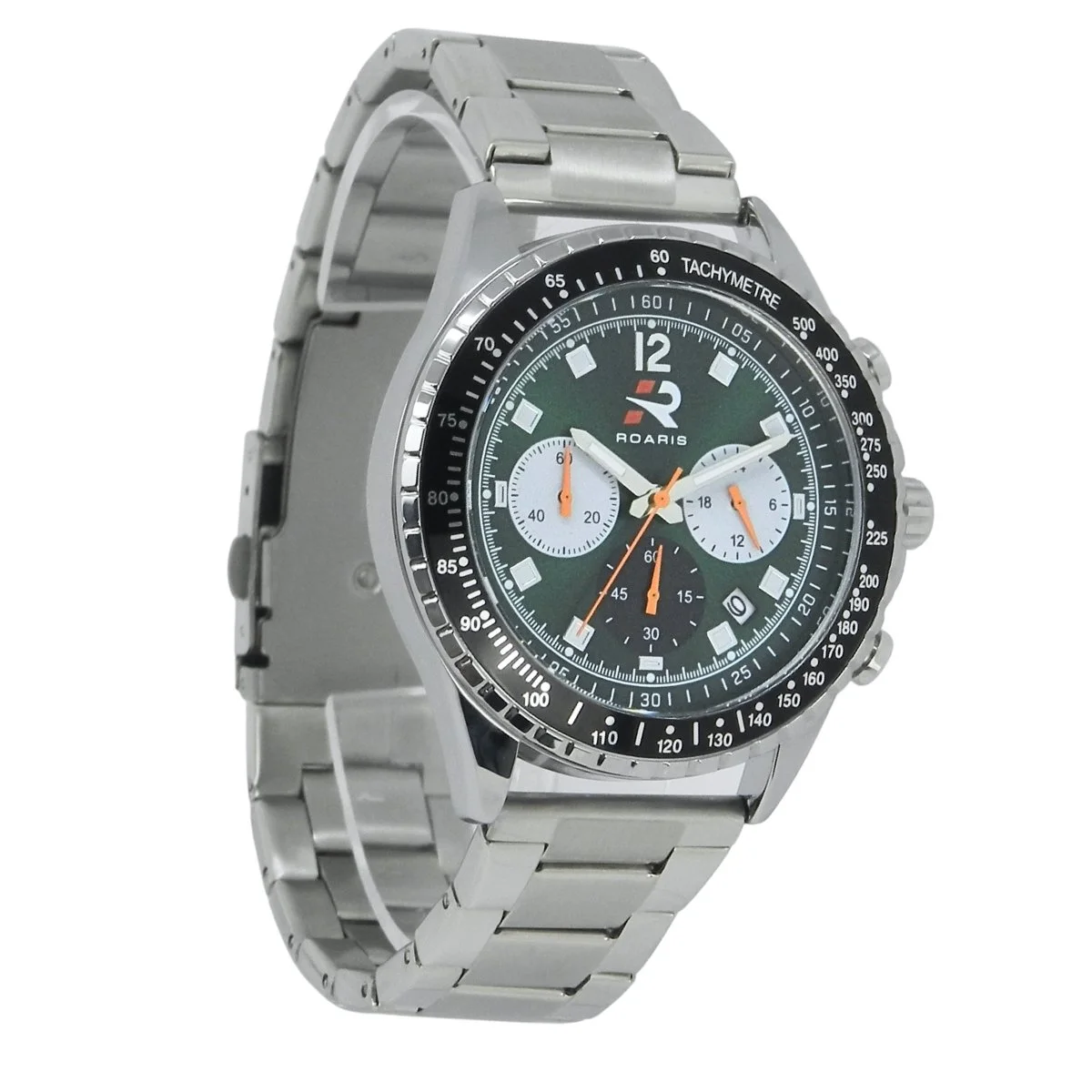 Relógio Cronógrafo Masculino Roaris Analógico RR00003 Prata e Verde e Preto Prata 5
