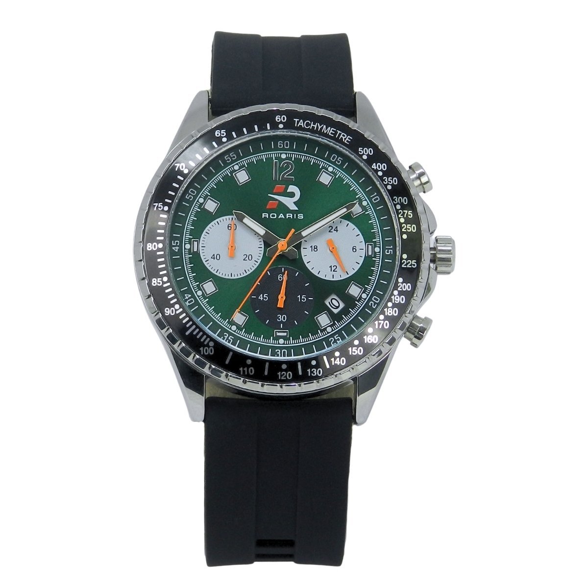 Relógio Cronógrafo Masculino Roaris Analógico RR00003 Prata e Verde e Preto Prata 7