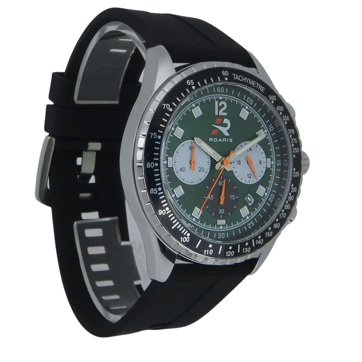 Relógio Cronógrafo Masculino Roaris Analógico RR00003 Prata e Verde e Preto Prata 8