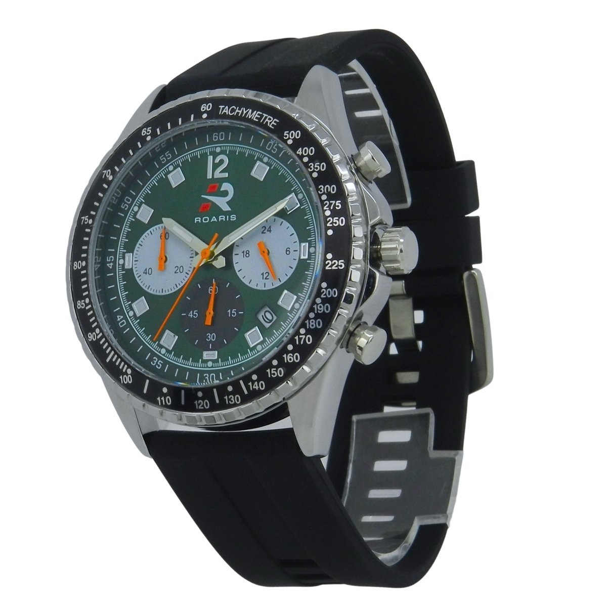 Relógio Cronógrafo Masculino Roaris Analógico RR00003 Prata e Verde e Preto Prata 9