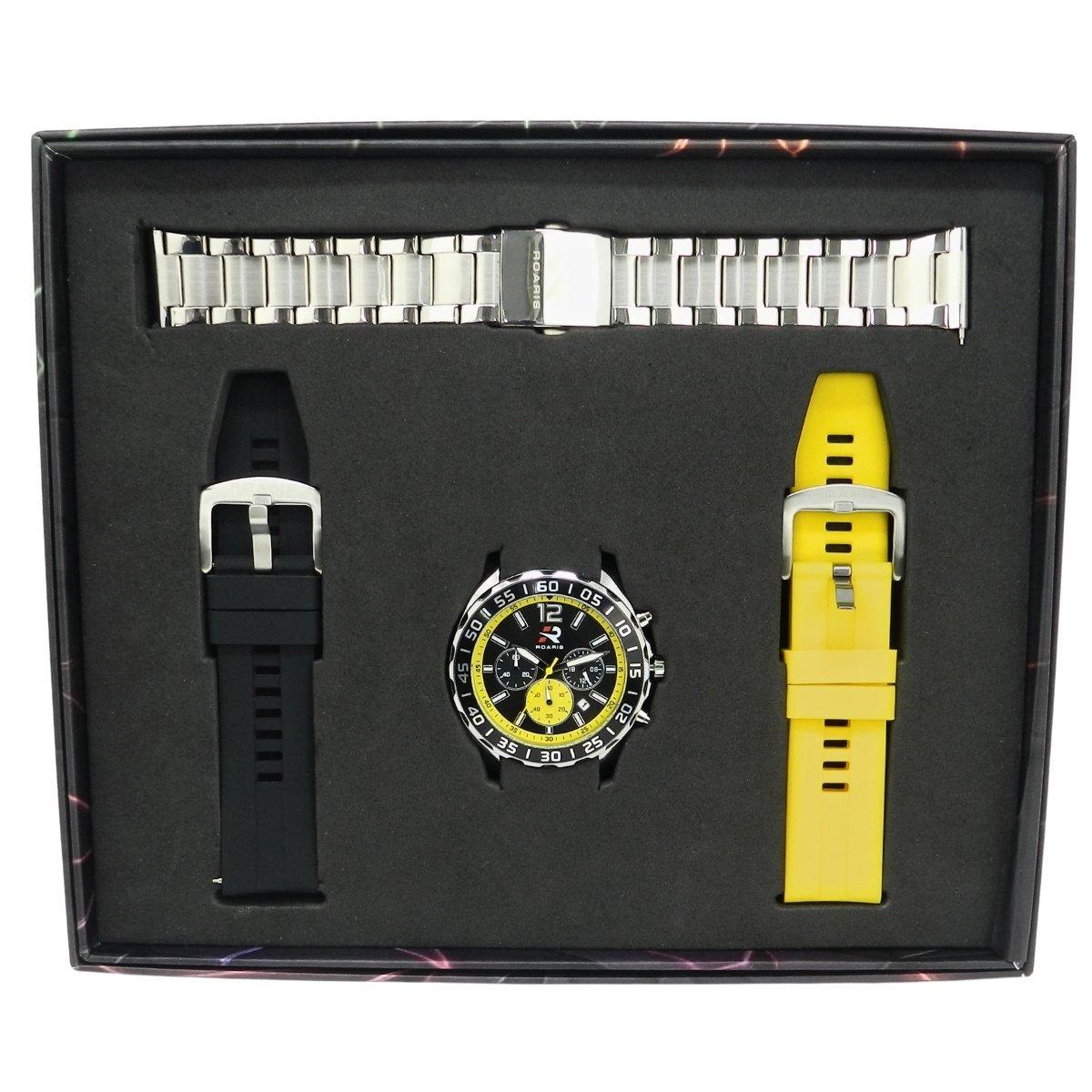 Relógio Cronógrafo Masculino Roaris Analógico RR00004 Prata e Preto e Amarelo Prata 2