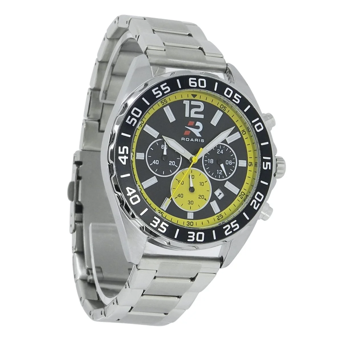 Relógio Cronógrafo Masculino Roaris Analógico RR00004 Prata e Preto e Amarelo Prata 5