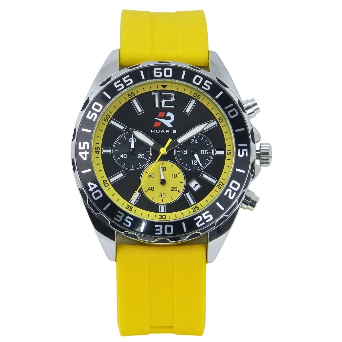 Relógio Cronógrafo Masculino Roaris Analógico RR00004 Prata e Preto e Amarelo Prata 7