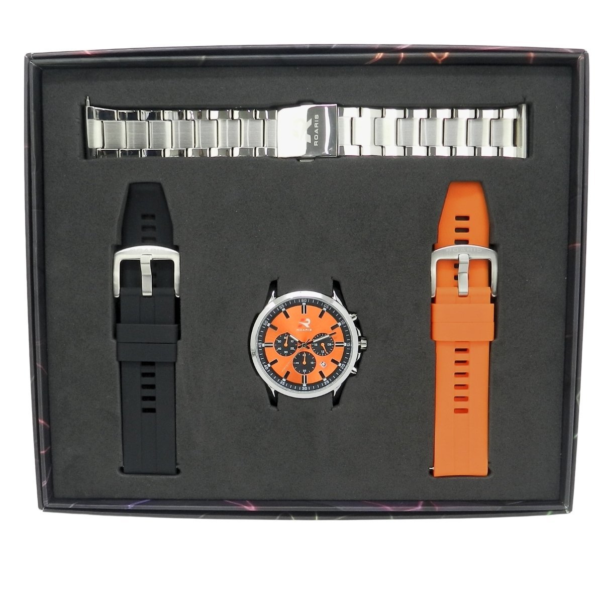 Relógio Cronógrafo Masculino Roaris Analógico RR00005 Prata e Laranja e Preto Prata 2