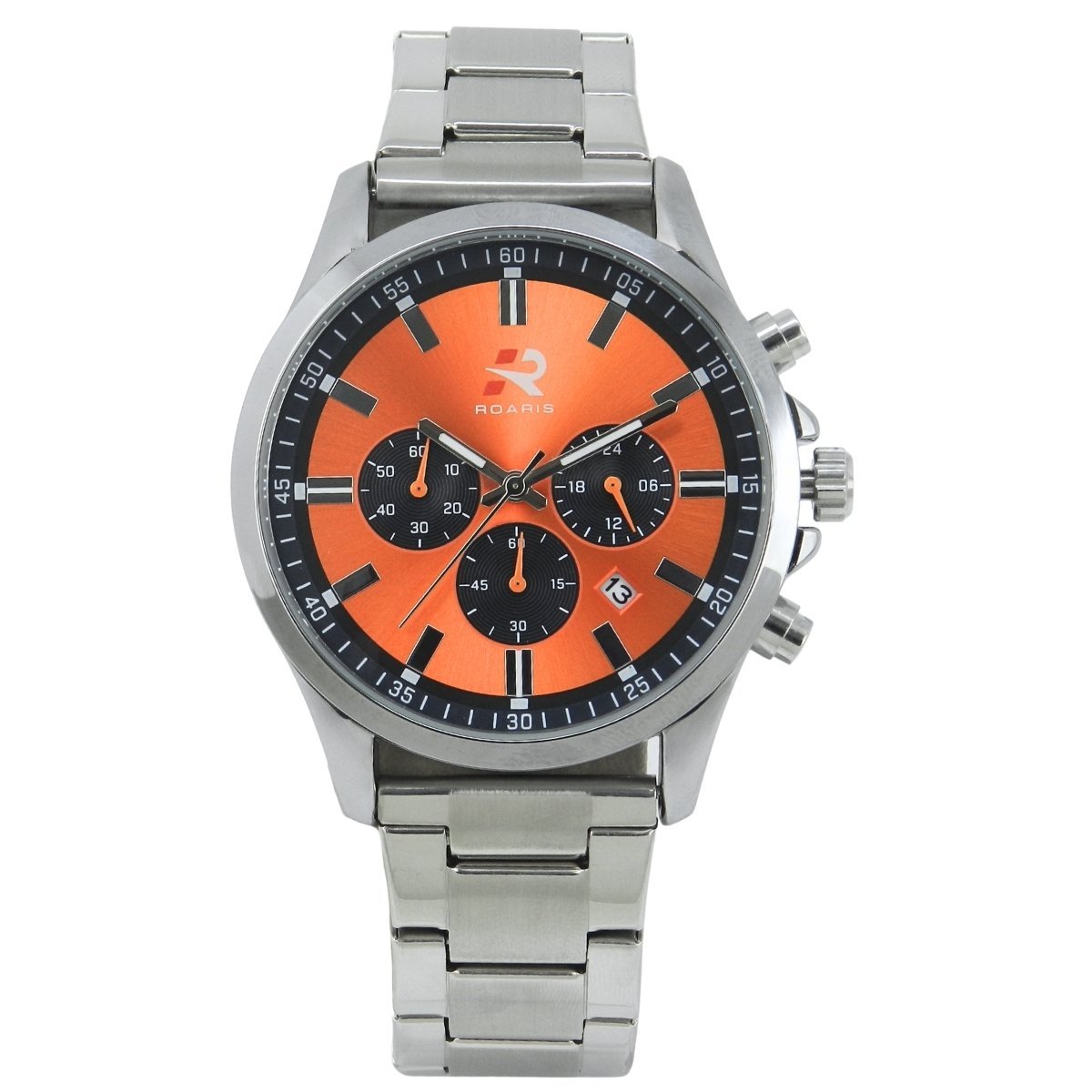Relógio Cronógrafo Masculino Roaris Analógico RR00005 Prata e Laranja e Preto Prata 4