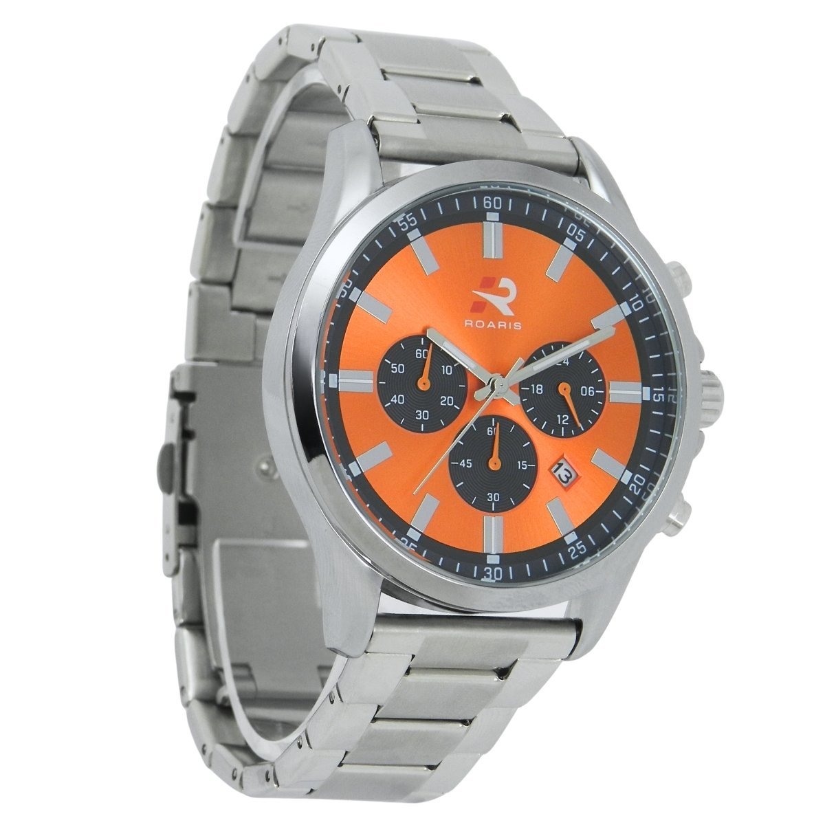 Relógio Cronógrafo Masculino Roaris Analógico RR00005 Prata e Laranja e Preto Prata 5