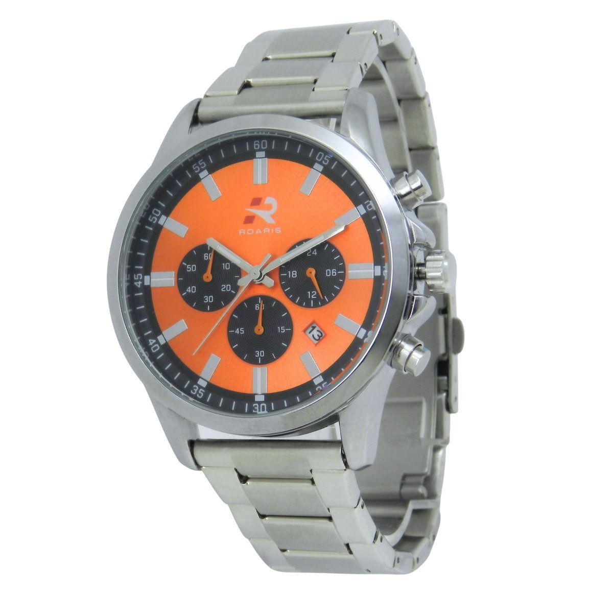 Relógio Cronógrafo Masculino Roaris Analógico RR00005 Prata e Laranja e Preto Prata 6