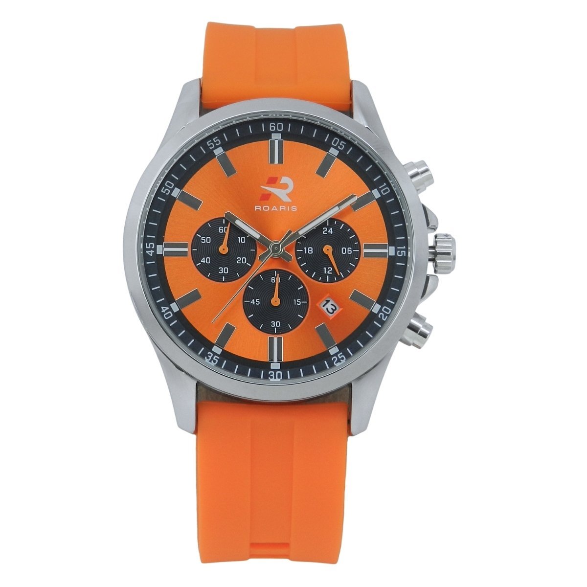 Relógio Cronógrafo Masculino Roaris Analógico RR00005 Prata e Laranja e Preto Prata 7