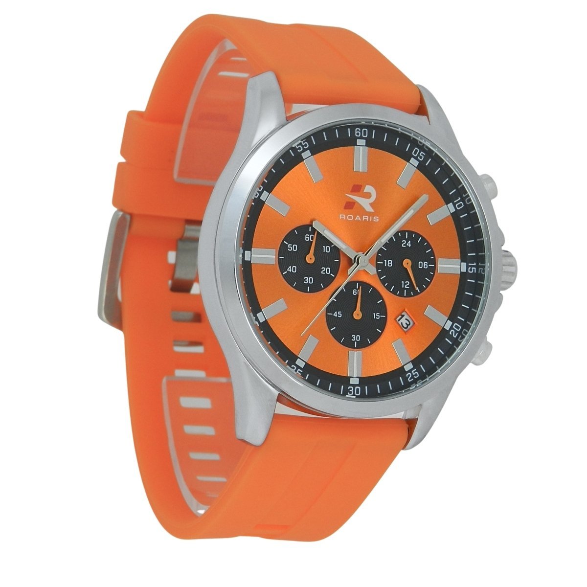Relógio Cronógrafo Masculino Roaris Analógico RR00005 Prata e Laranja e Preto Prata 8