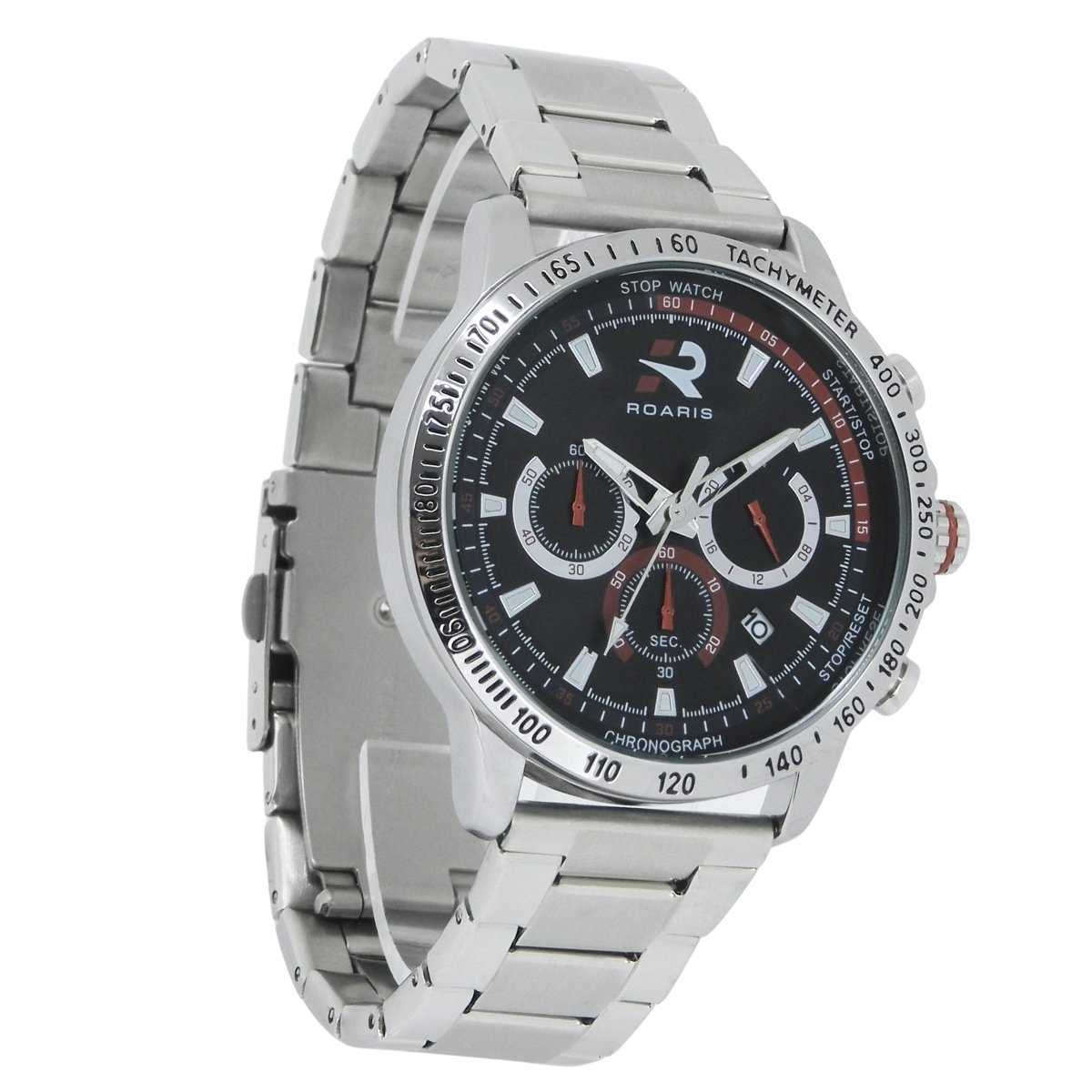Relógio Cronógrafo Masculino Roaris Analógico RR00006 Prata e Preto e Vermelho Prata 2