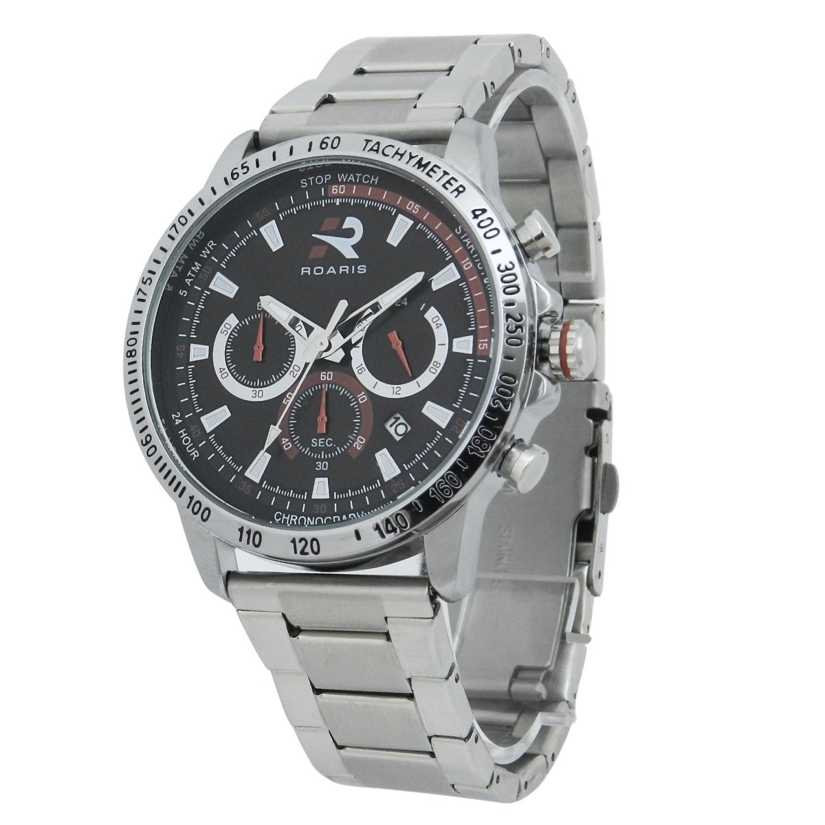 Relógio Cronógrafo Masculino Roaris Analógico RR00006 Prata e Preto e Vermelho Prata 3