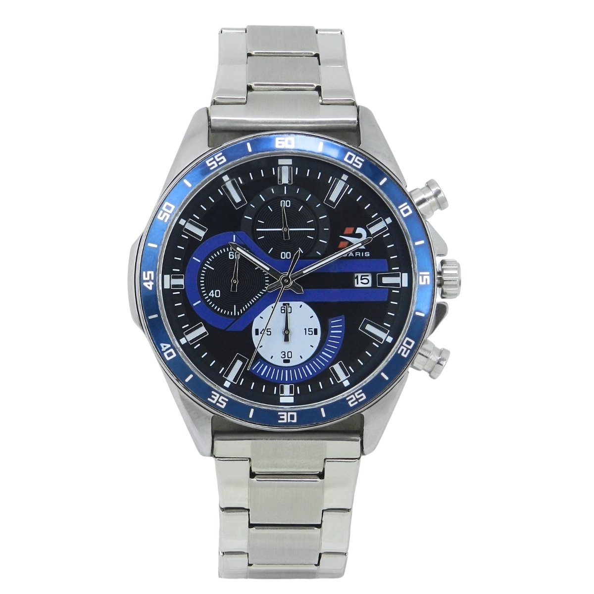 Relógio Cronógrafo Masculino Roaris Analógico RR00007 Prata e Preto e Azul Prata 4