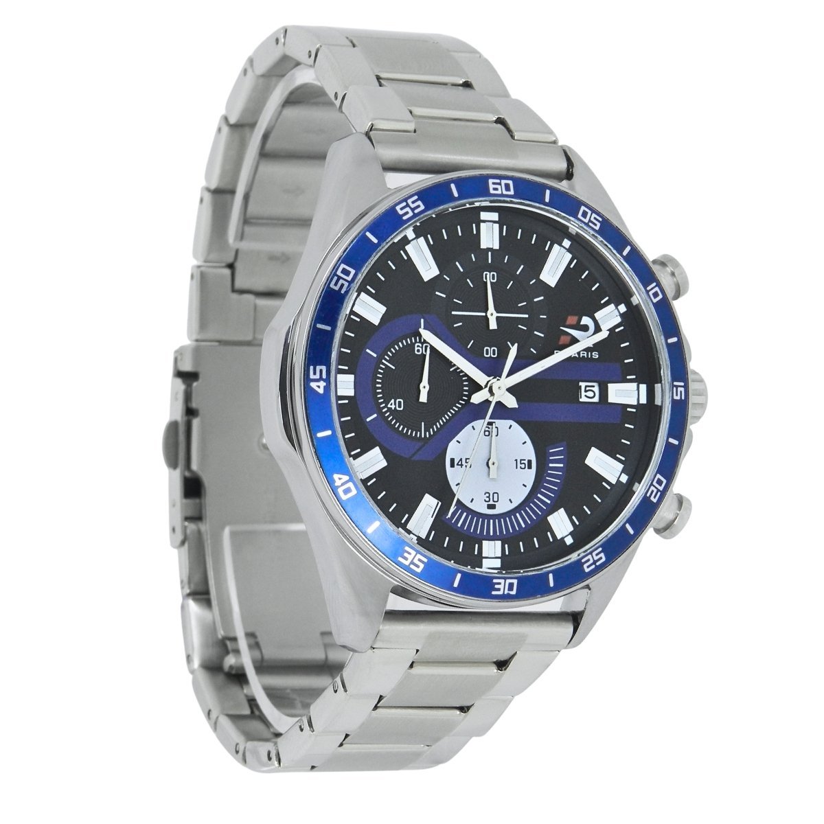 Relógio Cronógrafo Masculino Roaris Analógico RR00007 Prata e Preto e Azul Prata 5