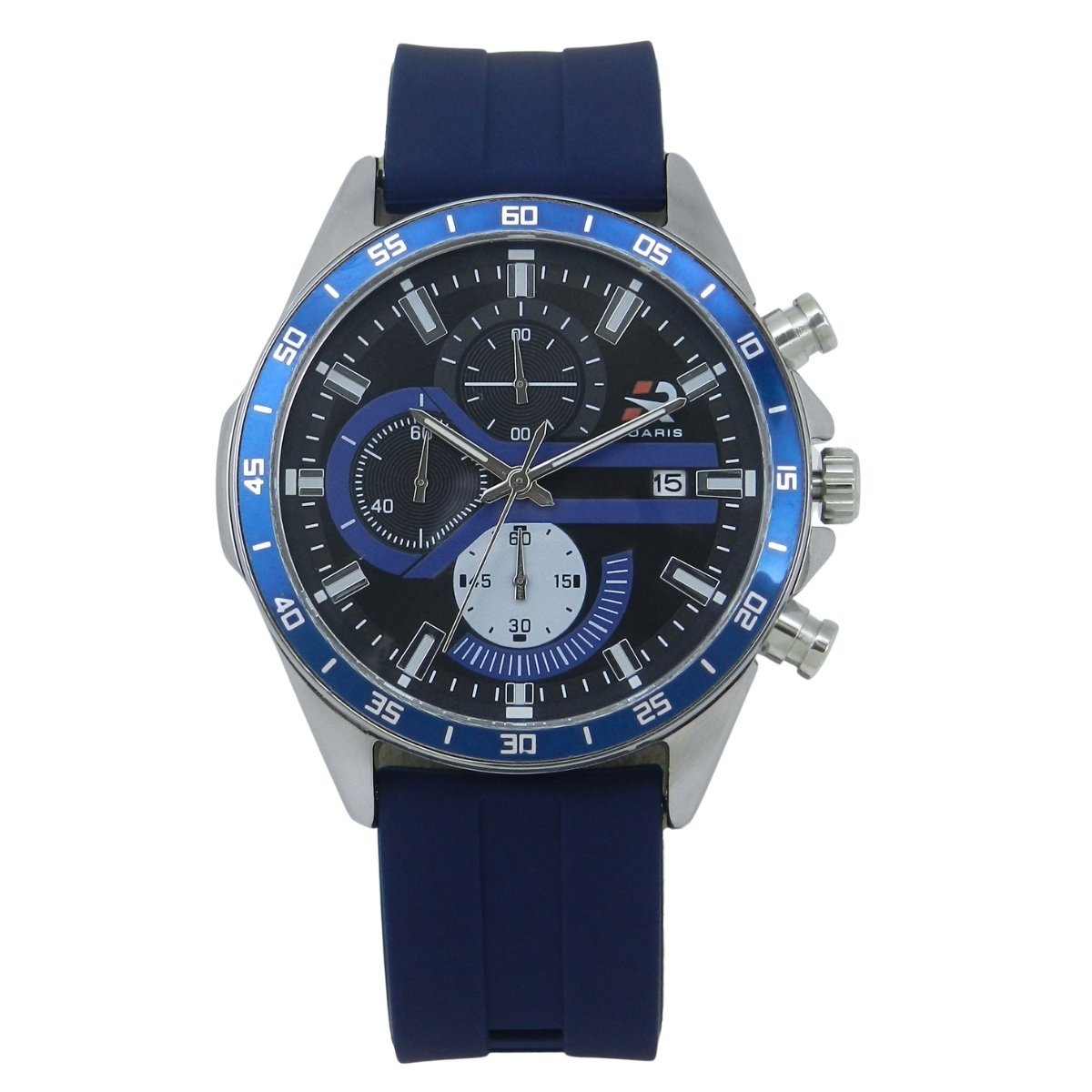 Relógio Cronógrafo Masculino Roaris Analógico RR00007 Prata e Preto e Azul Prata 7