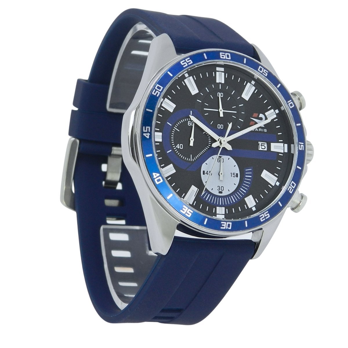 Relógio Cronógrafo Masculino Roaris Analógico RR00007 Prata e Preto e Azul Prata 8