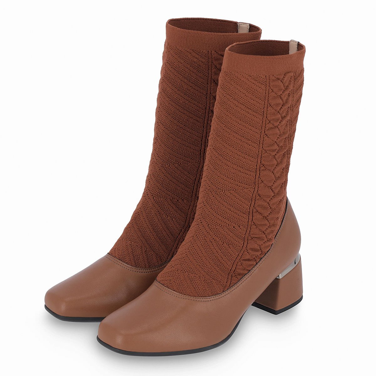 PICCADILLY MAXI - Bota Estela Cano Curto Salto Médio Camel Marrom 2