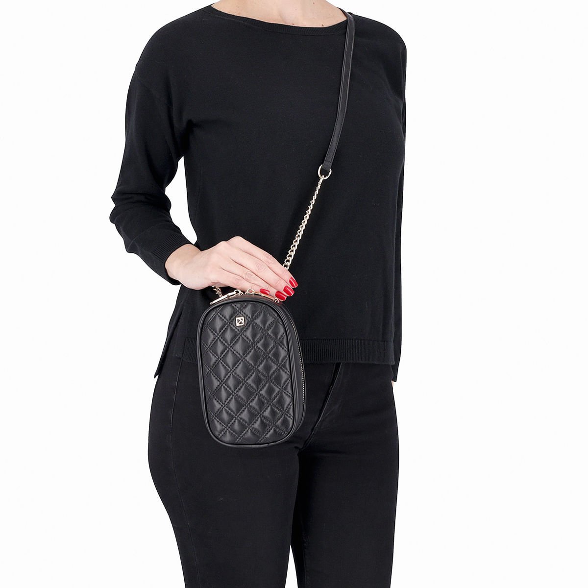 Bolsa Cris Crossbody Pequena Preto Preto 5