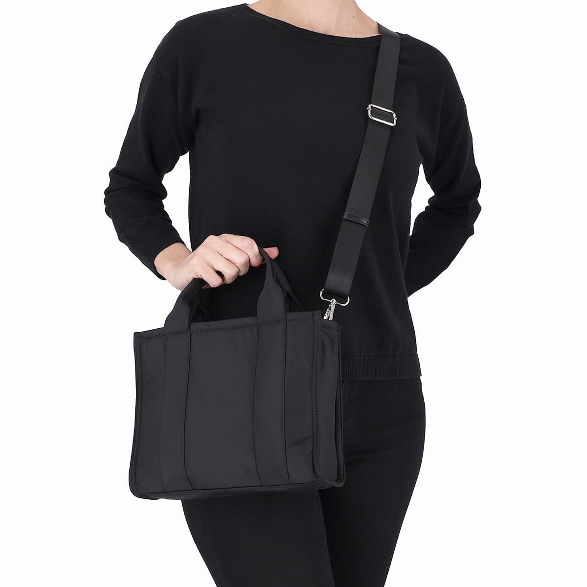 Bolsa Beta Tote Média Preto Preto 2