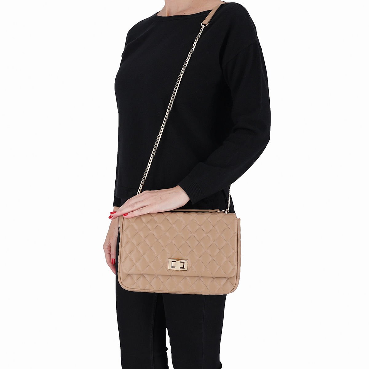 Bolsa Adriana Crossbody Média Nude Bege 8