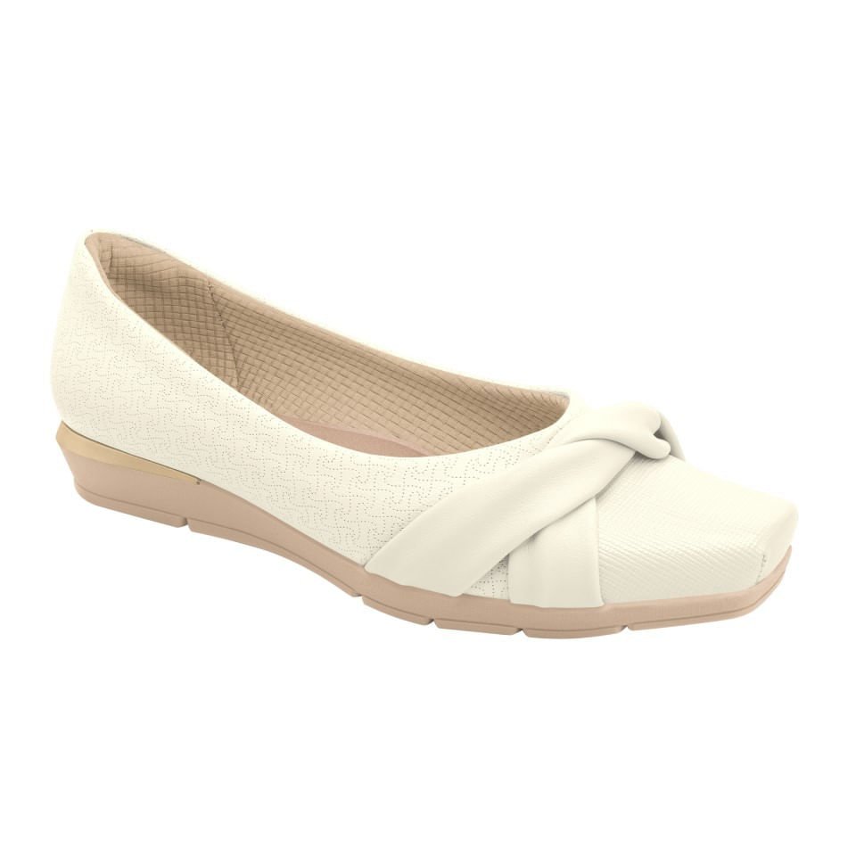 PICCADILLY MAXI - Sapato Fernanda Salto Baixo Off White Branco 1