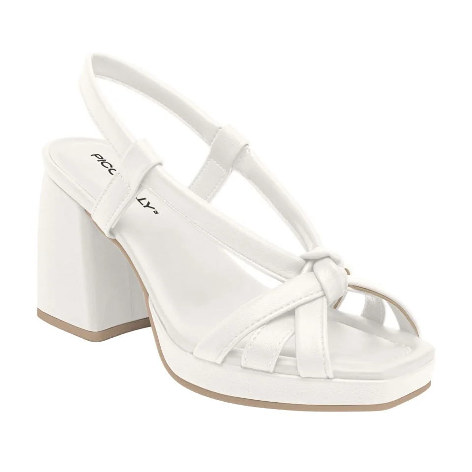 Slingback Piccadilly Eloisa Salto Alto Branco 1