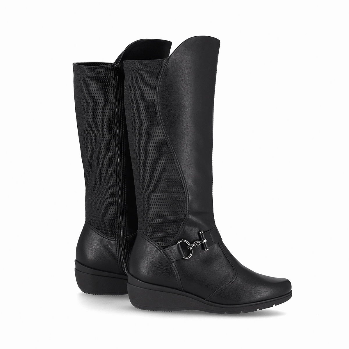 PICCADILLY MAXI - Bota Beth Cano Longo Anabela Médio Preto Preto 3