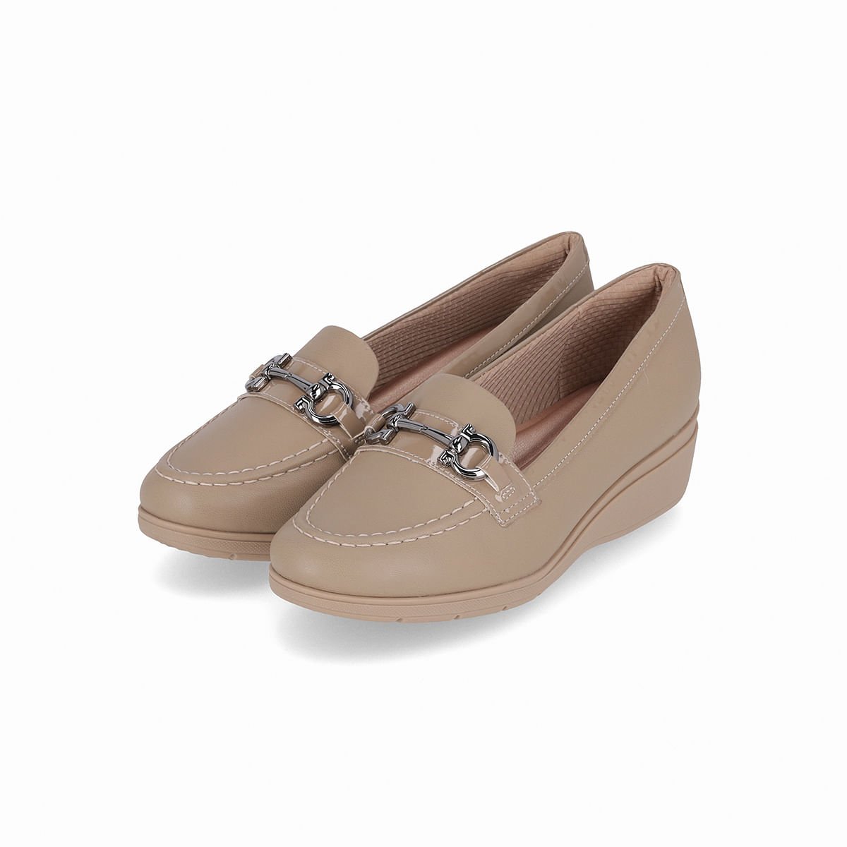PICCADILLY MAXI - Sapato Loafer Beth Anabela Areia Bege 2