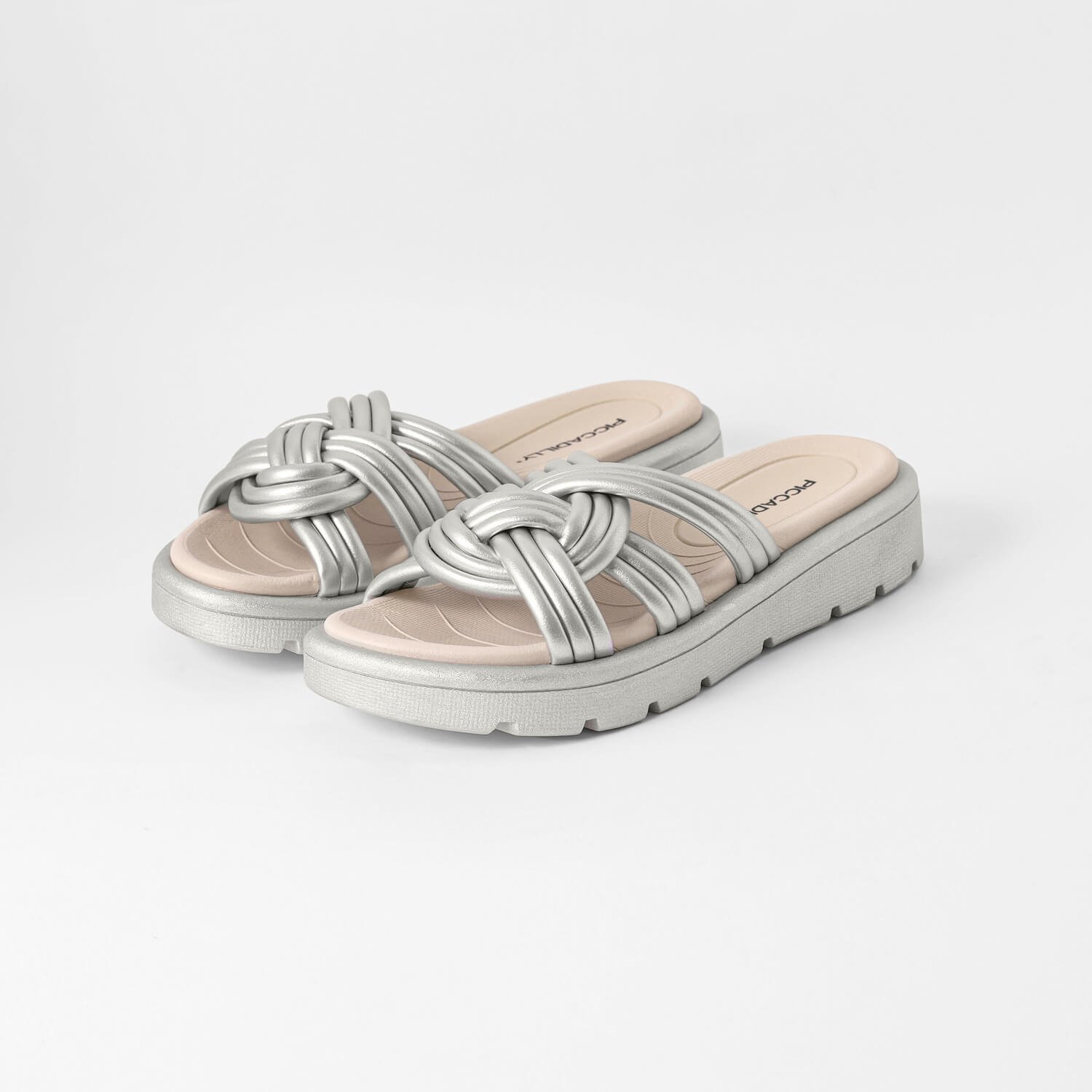 Tamanco Gabriela Anabela Baixo Prata Prata 2