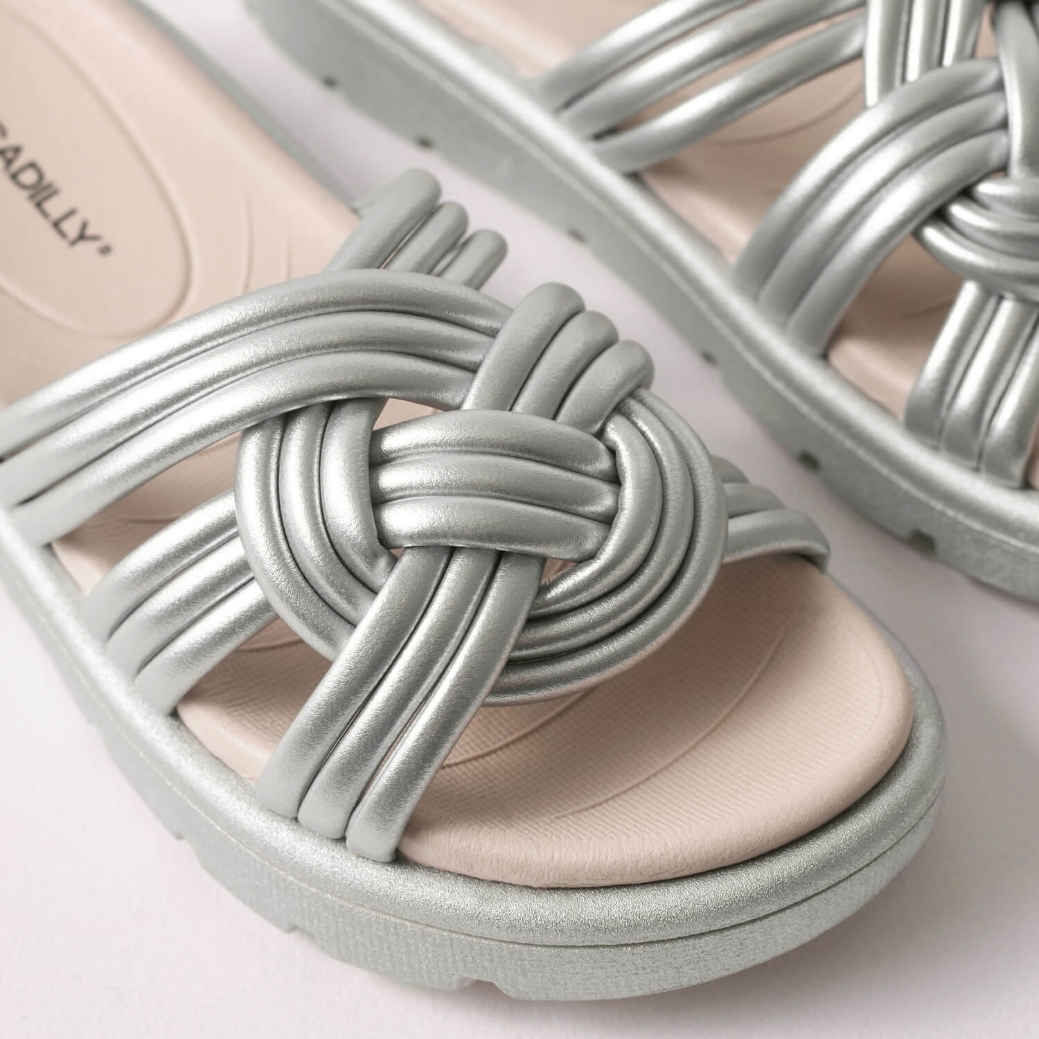 Tamanco Gabriela Anabela Baixo Prata Prata 3