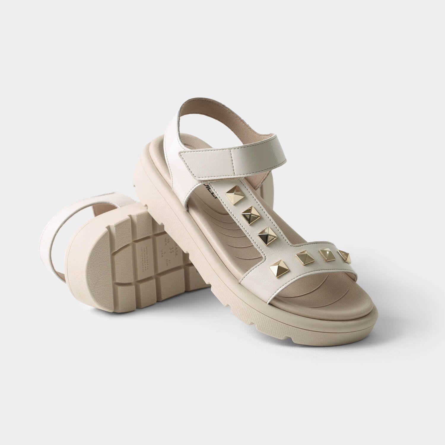 Sandália Gabriela Anabela Baixo Off White Branco 4