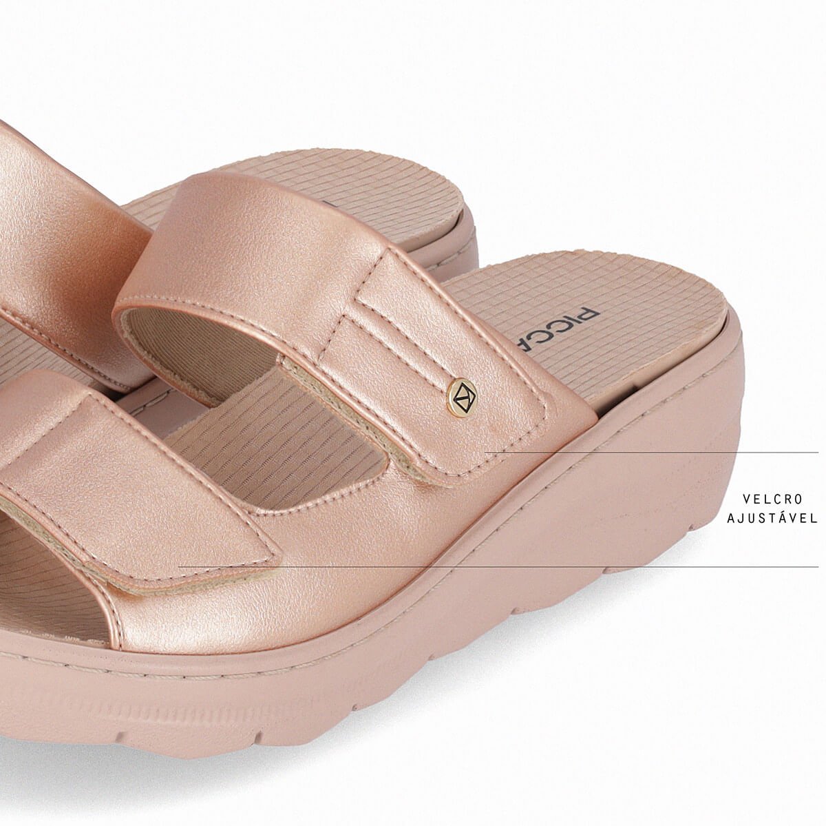 Tamanco Spa Anabela Médio Ouro Rosado Rosa 3