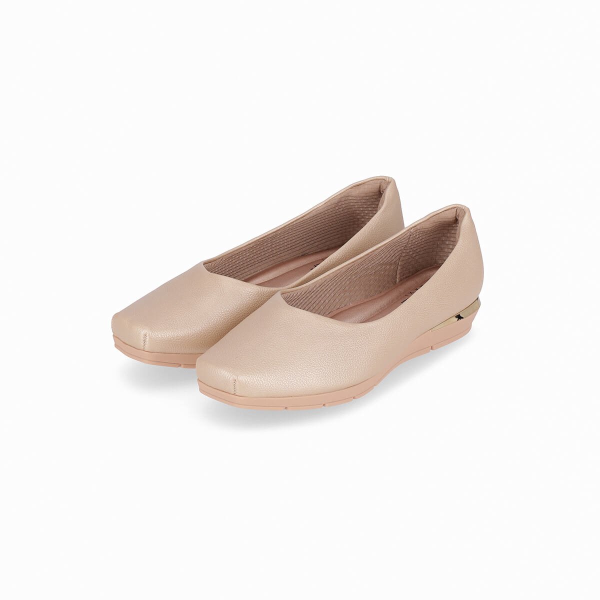 PICCADILLY MAXI - Sapato Fernanda Salto Baixo Ouro Bege 2