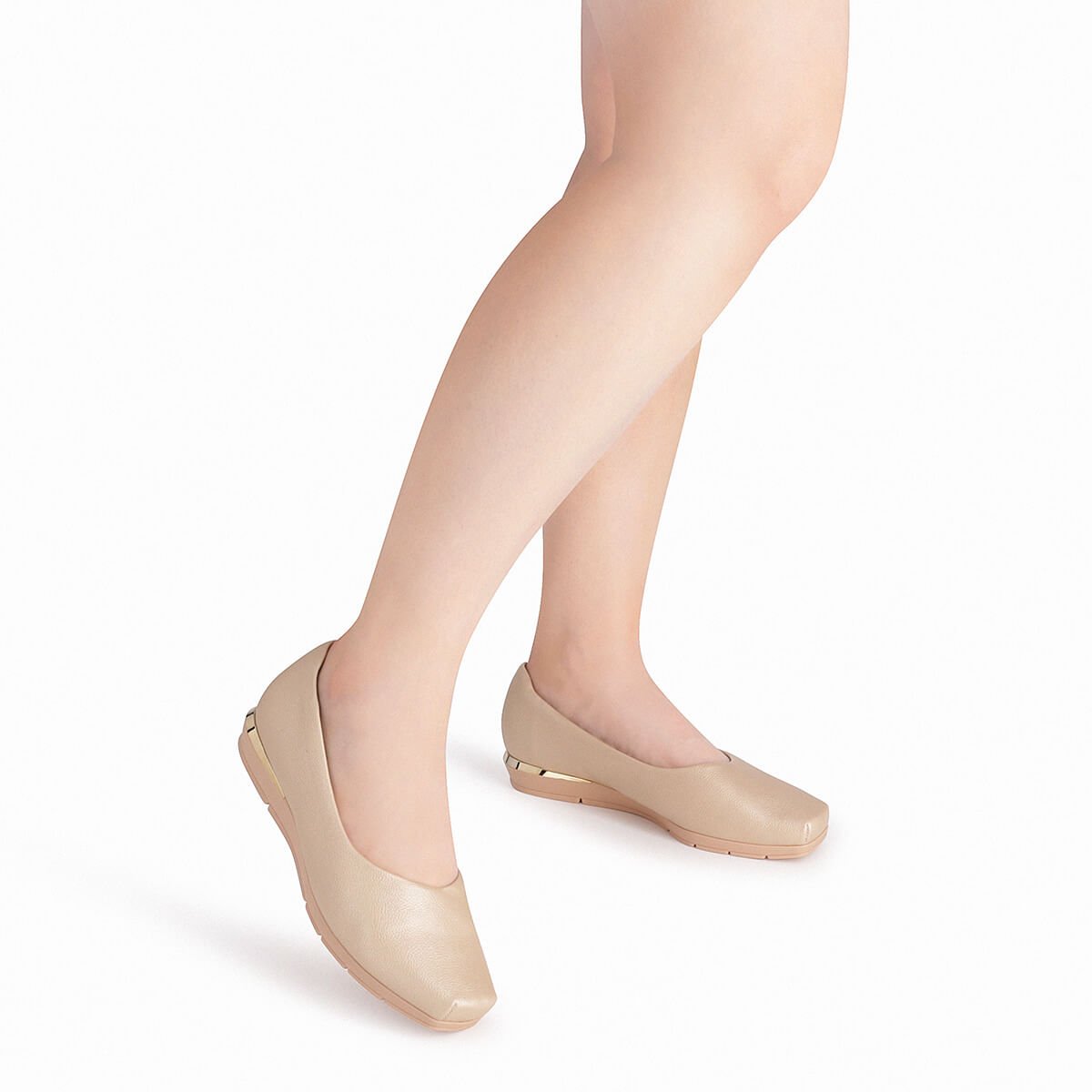 PICCADILLY MAXI - Sapato Fernanda Salto Baixo Ouro Bege 4