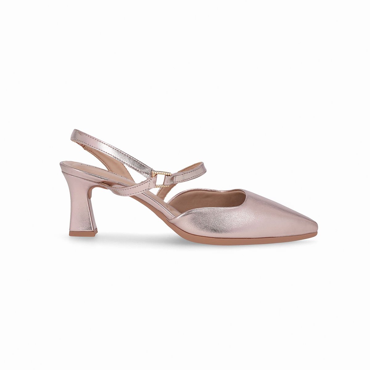 Sapato Slingback Irene Salto Alto Ouro Rosado Dourado 1