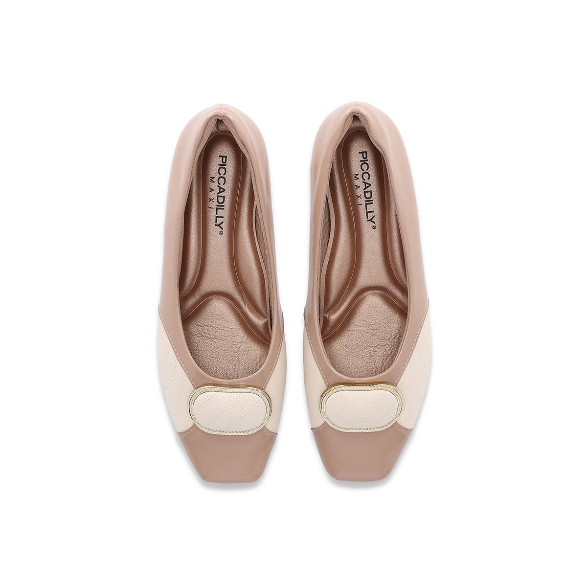 PICCADILLY MAXI - Sapato Fernanda Salto Baixo Off White com Rose Off White/Rose 3