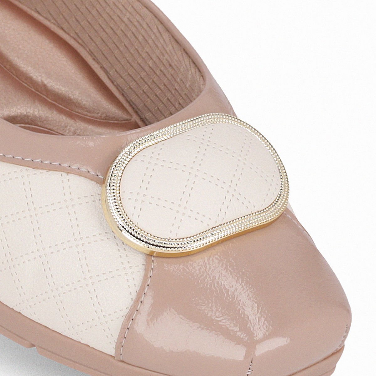 PICCADILLY MAXI - Sapato Fernanda Salto Baixo Off White com Rose Off White/Rose 4