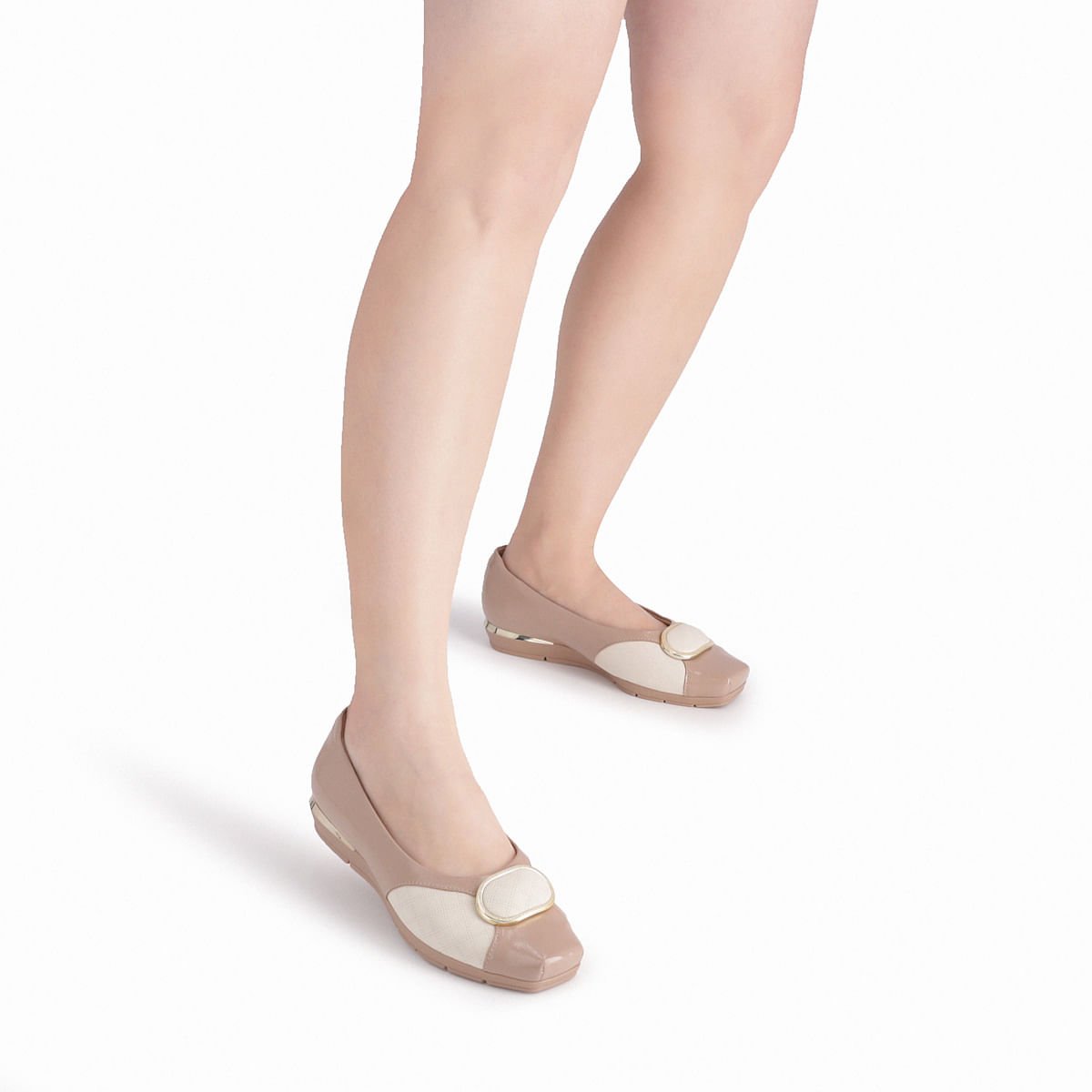 PICCADILLY MAXI - Sapato Fernanda Salto Baixo Off White com Rose Off White/Rose 5