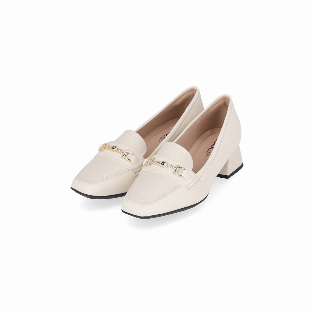 Loafer Tati Salto Médio Off White Branco 2