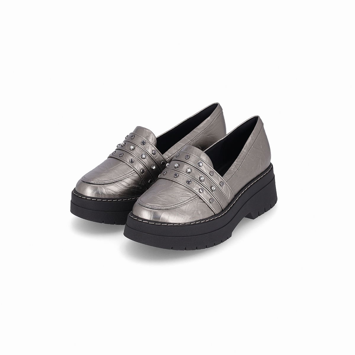 Loafer Fabiana Salto Médio Pewter Prata 2