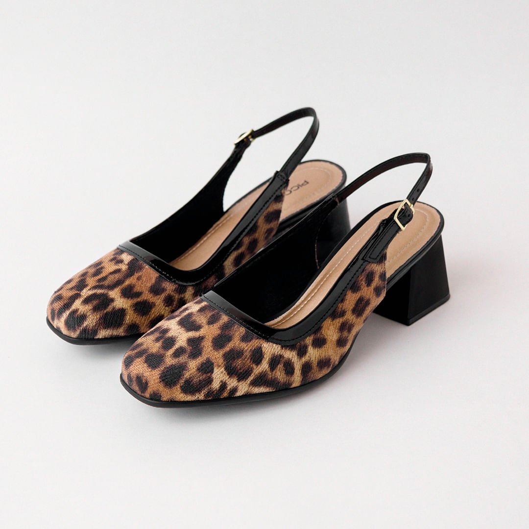 PICCADILLY MAXI - Sapato Slingback Estela Salto Médio Animal Print Animal Print 2