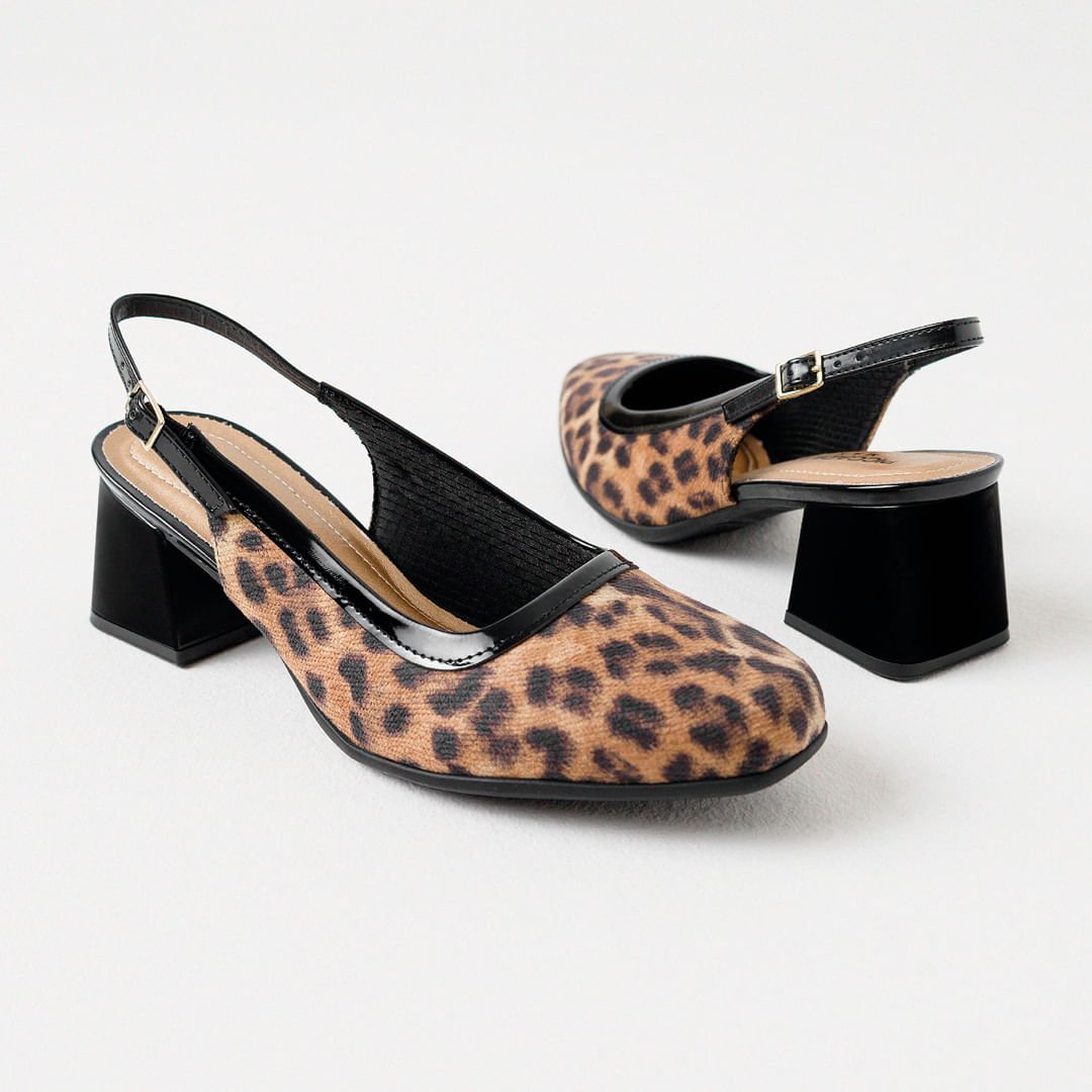 PICCADILLY MAXI - Sapato Slingback Estela Salto Médio Animal Print Animal Print 3