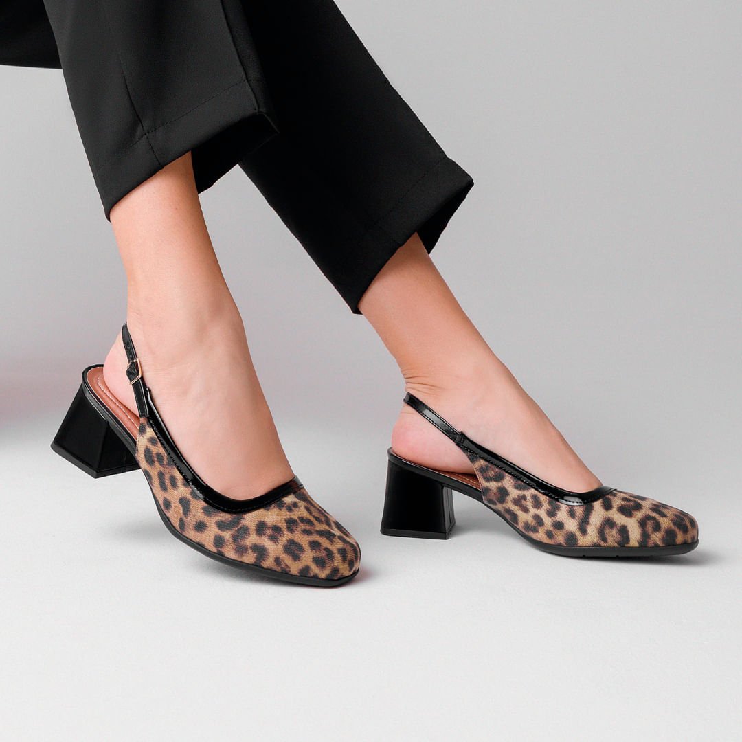 PICCADILLY MAXI - Sapato Slingback Estela Salto Médio Animal Print Animal Print 5