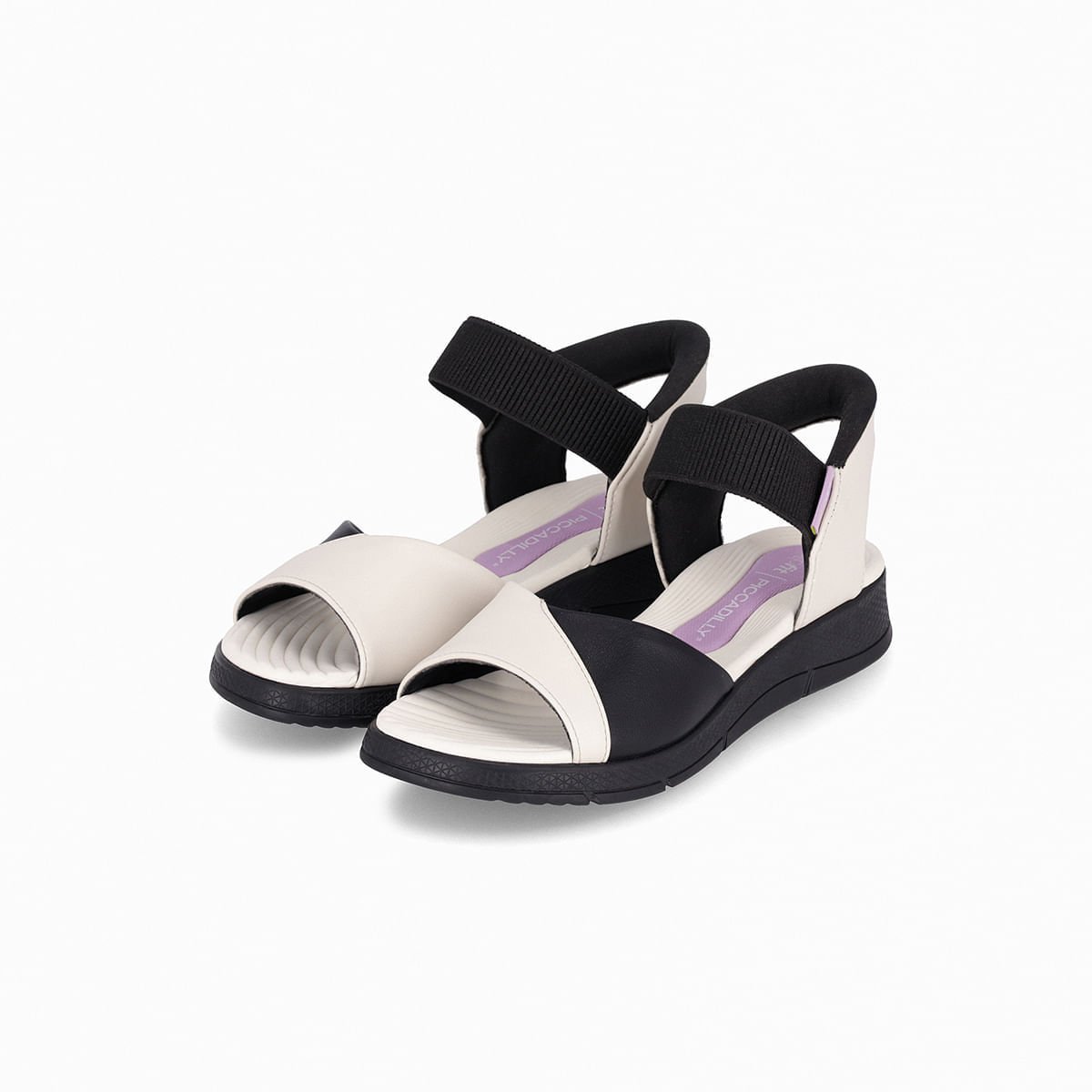 Papete SlipFit Anabela Médio Off White com Preto Off White/Preto 2