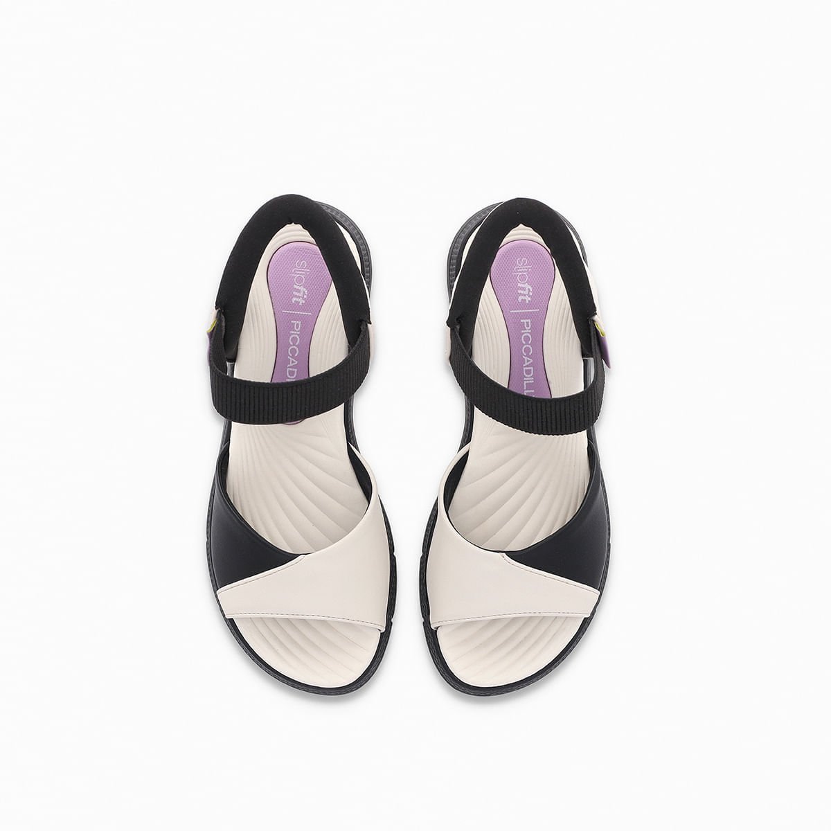 Papete SlipFit Anabela Médio Off White com Preto Off White/Preto 3