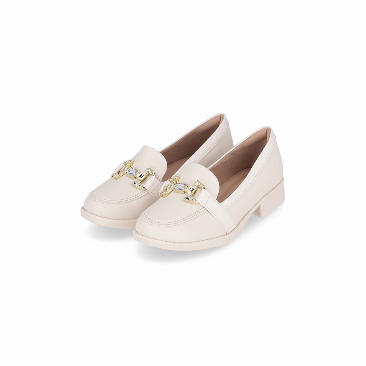 Loafer Leci Salto Baixo Off White Branco 2
