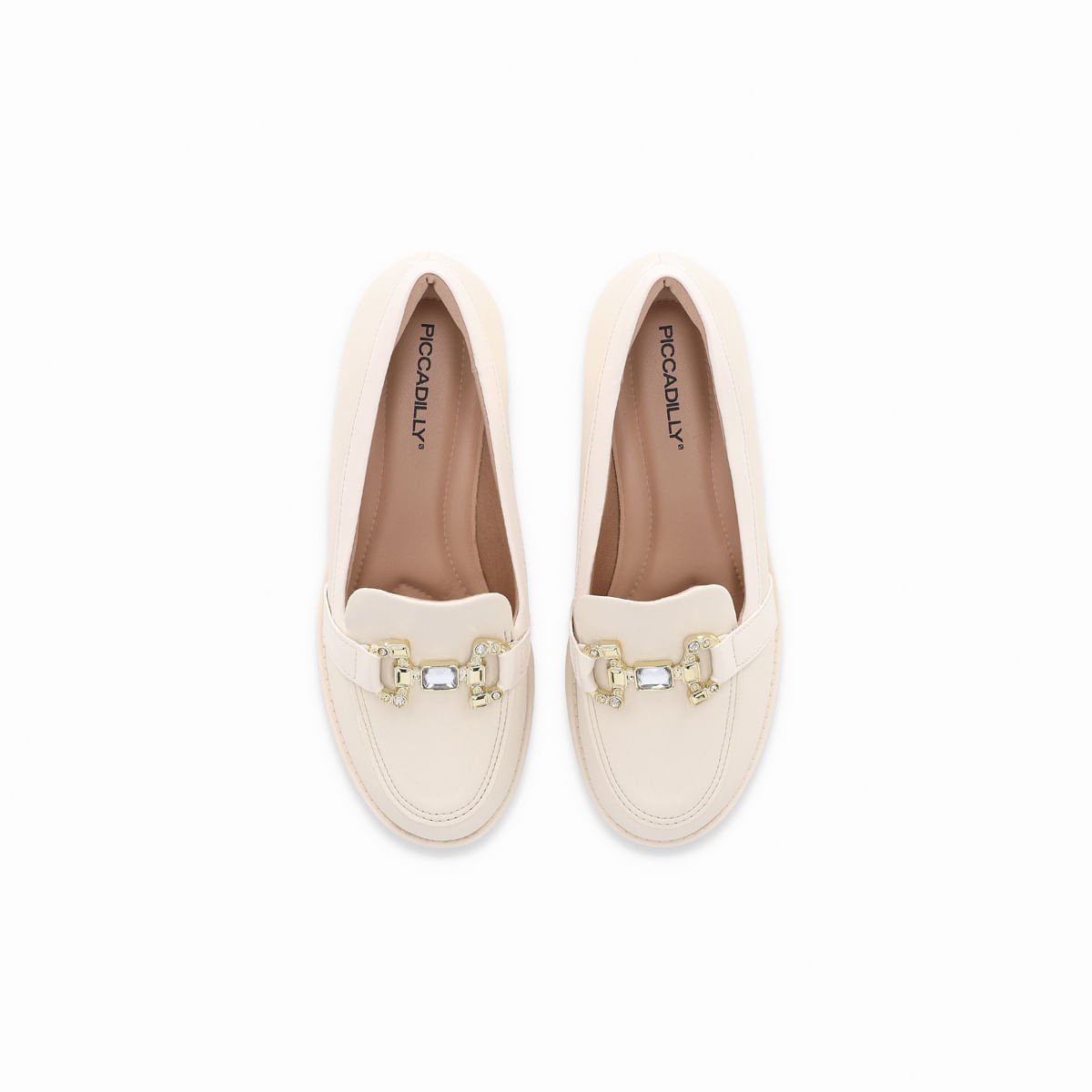 Loafer Leci Salto Baixo Off White Branco 3